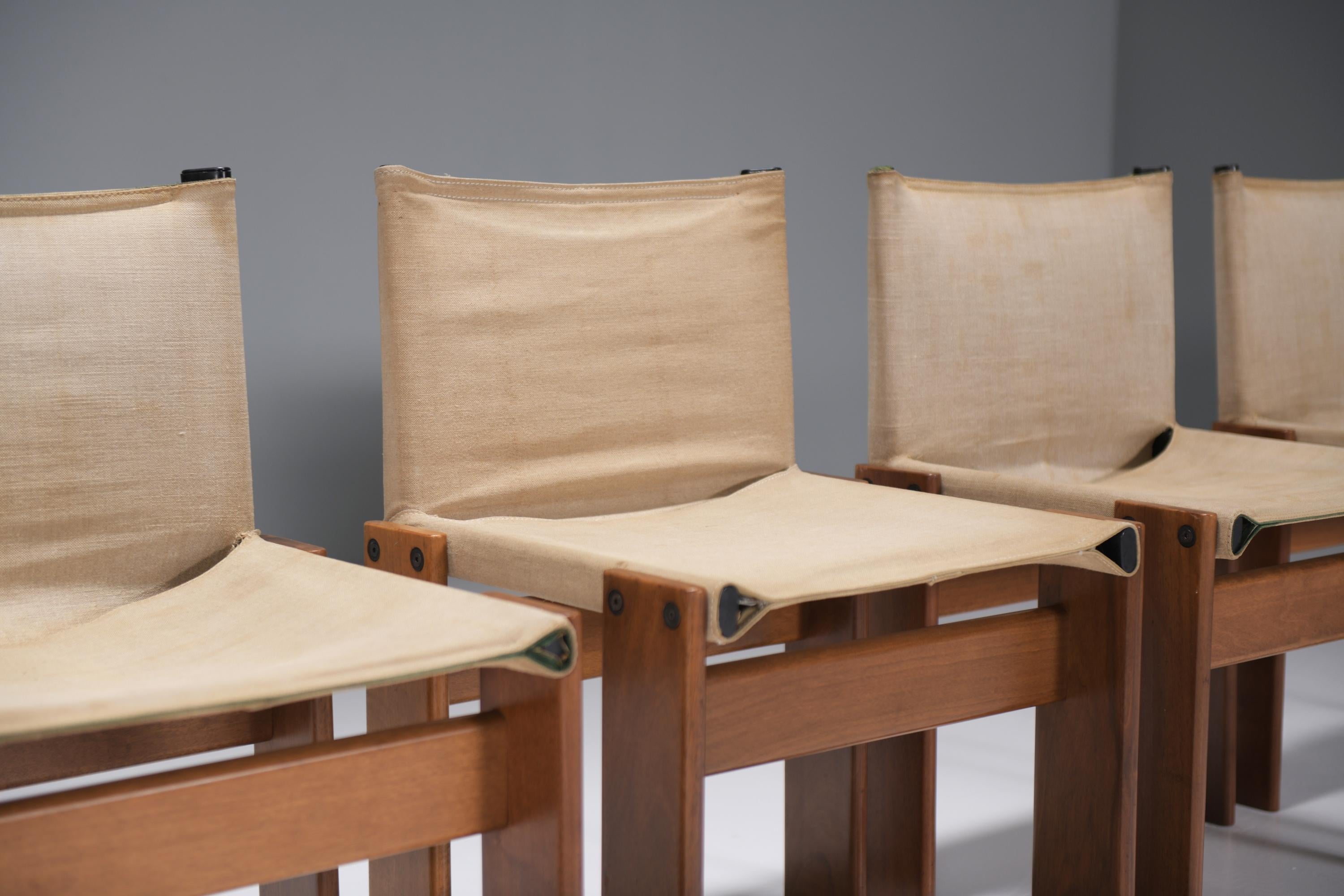 8 chaises Monk assorties en toile d'Afra e Tobia Scarpa pour Molteni Italie en vente 4