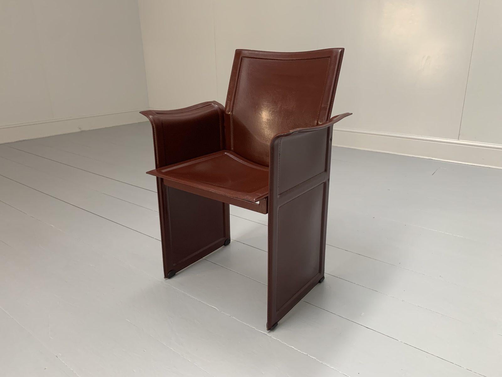 8 Matteo Grassi “Korium” Dining Chairs, in Brown Coach Leather For Sale 7