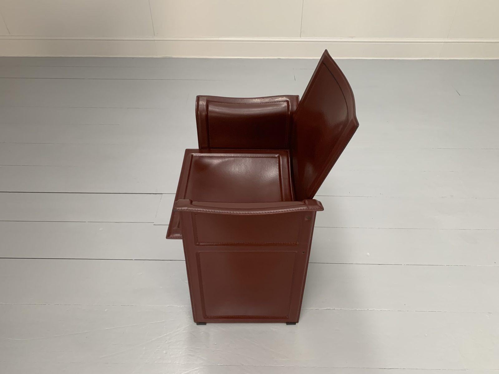 8 Matteo Grassi “Korium” Dining Chairs, in Brown Coach Leather For Sale 8