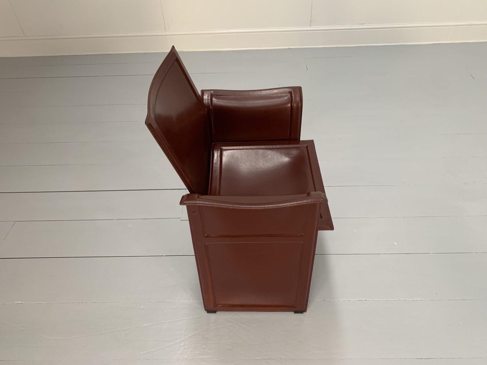 8 Matteo Grassi “Korium” Dining Chairs, in Brown Coach Leather For Sale 9