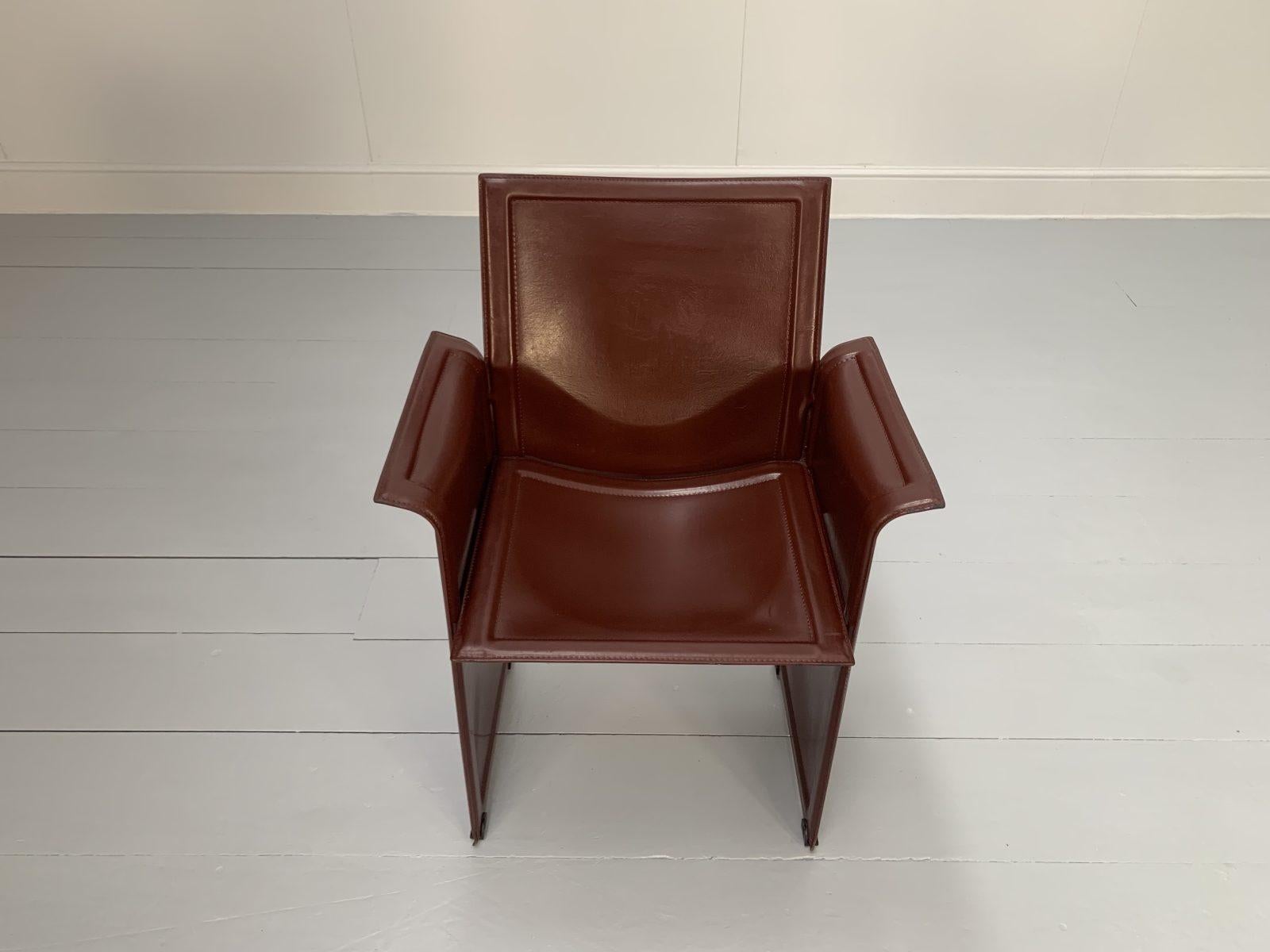 8 Matteo Grassi “Korium” Dining Chairs, in Brown Coach Leather For Sale 10