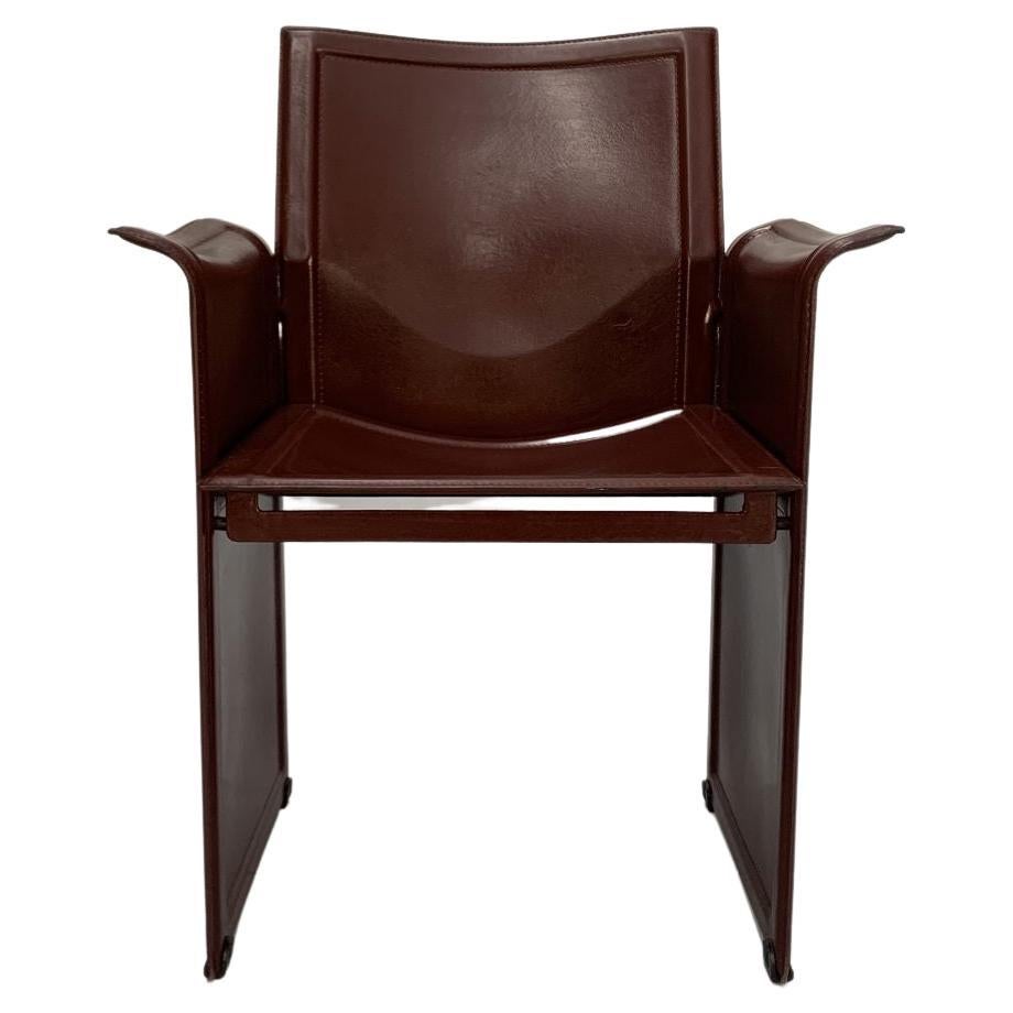 8 Matteo Grassi “Korium” Dining Chairs, in Brown Coach Leather For Sale 2