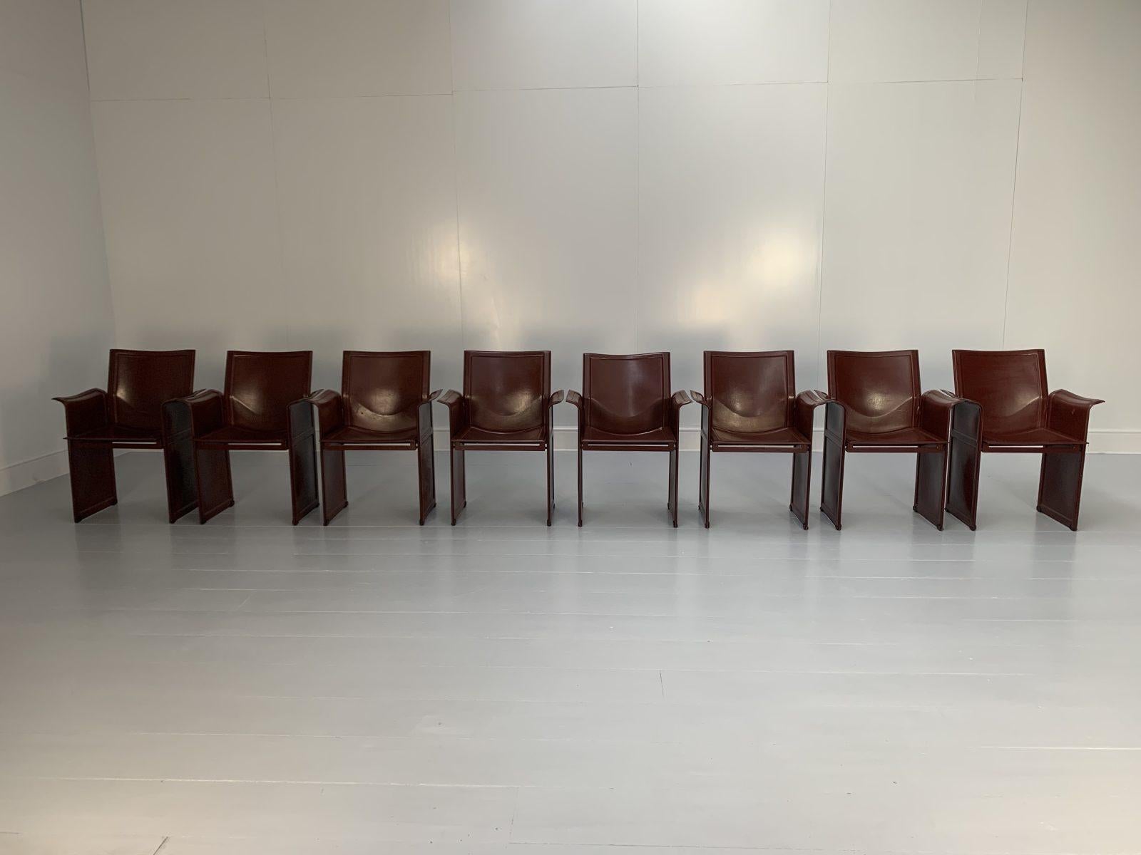 8 Matteo Grassi “Korium” Dining Chairs, in Brown Coach Leather For Sale 3