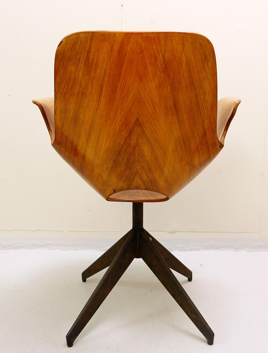 Wood 8 Medea Desk Chair with Swivel Base by Vittorio Nobili for Fratelli Tagliabue