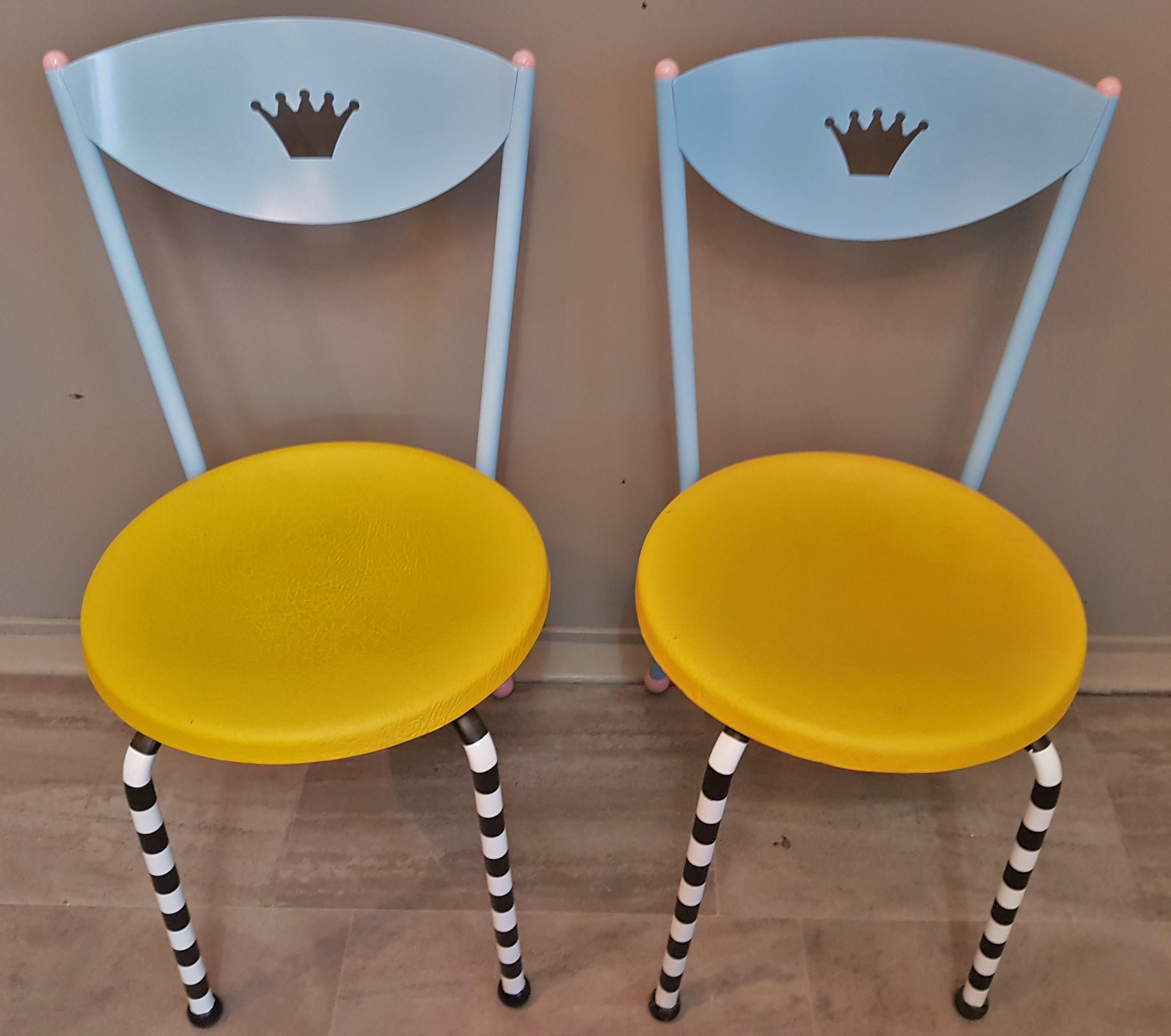 8 Memphis Postmodern Dining Chairs Manner of Michele De Lucci, Italy, 1980s For Sale 6