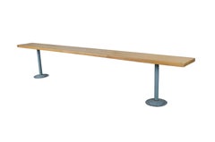 8' Mid Century Aluminum & Maple American Industrial Locker Room Gym Bench Pew