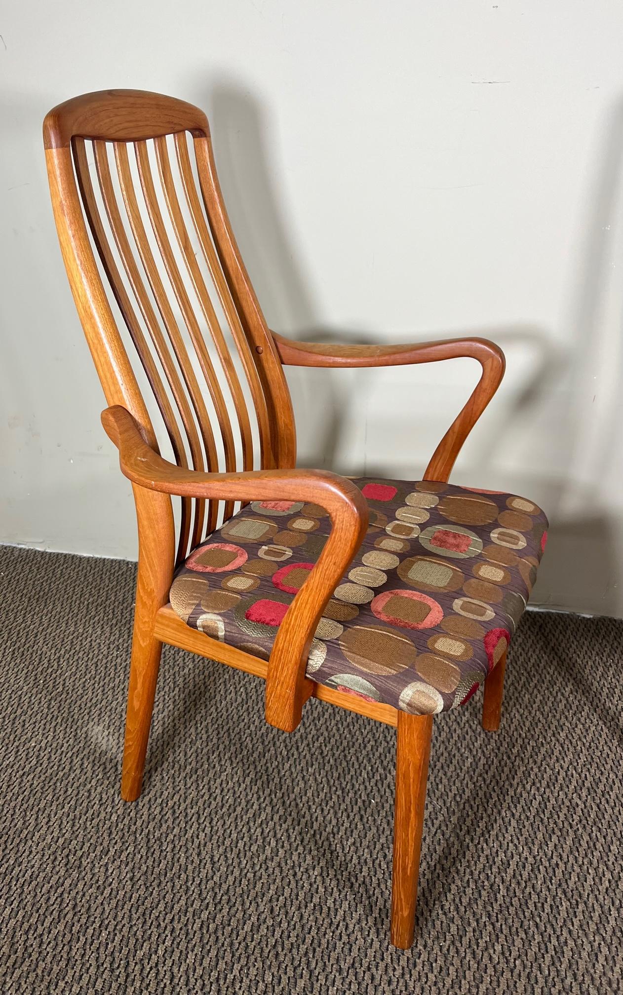 8 Midcentury Danish Modern Teak Dining Chairs by Schou Andersen 2 with Arms 9