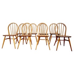 8 Mid Century Ercol Windsor Dining Chairs