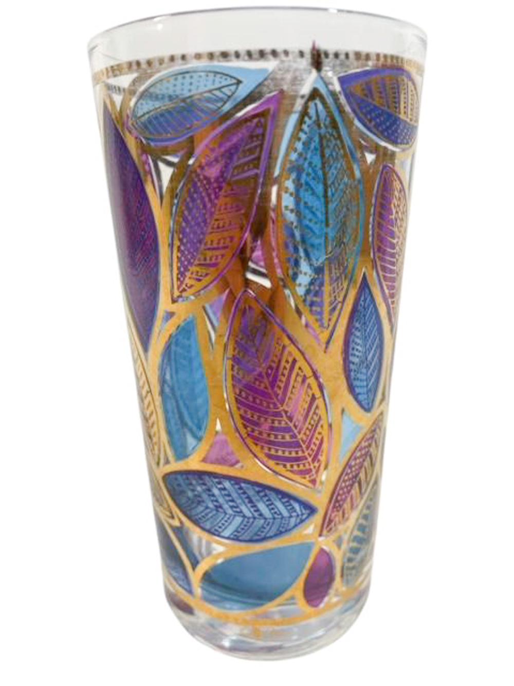 8 verres longs du milieu du siècle par Cera Glass en émail translucide et or 22 carats Bon état - En vente à Chapel Hill, NC