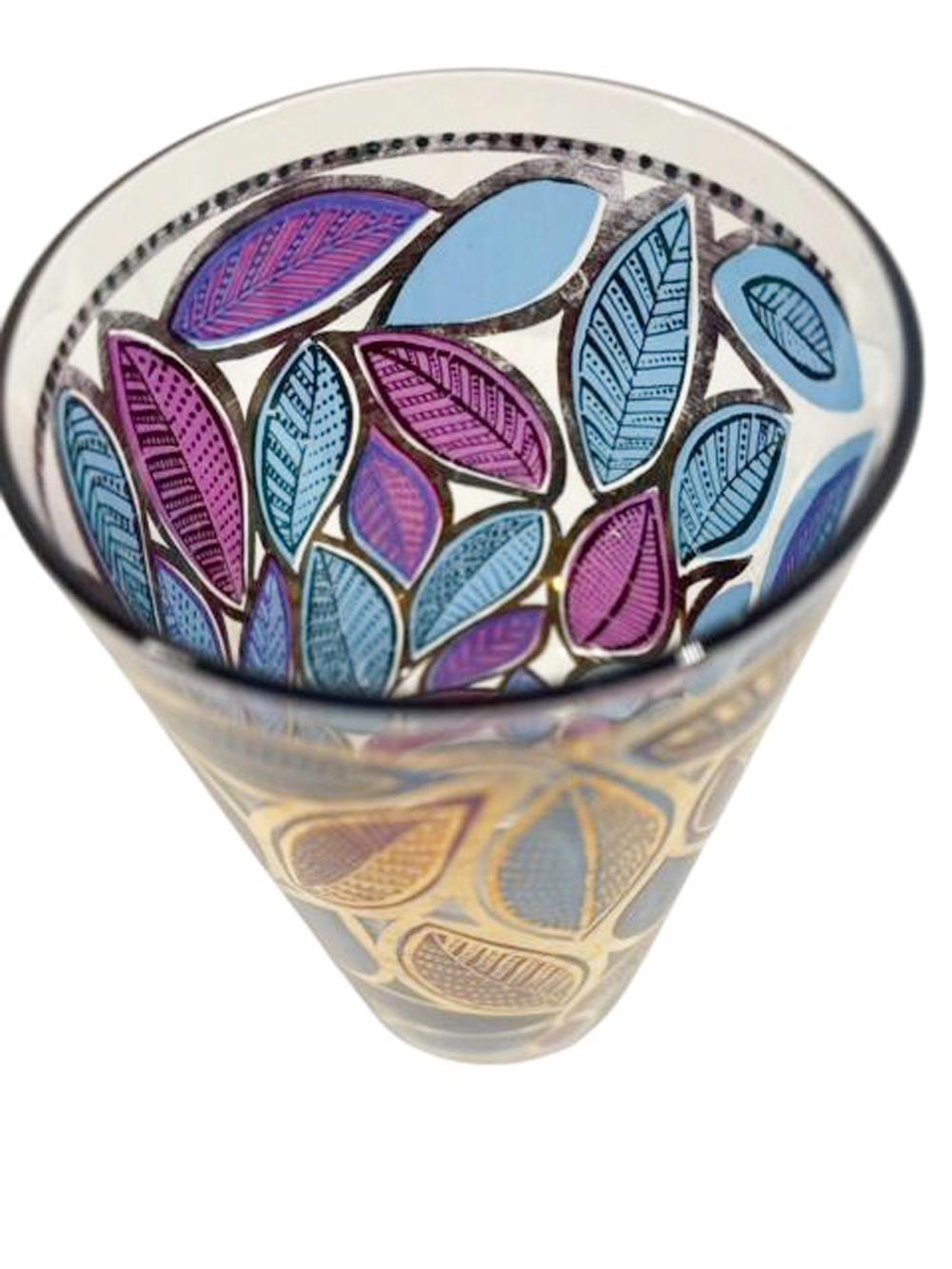 20ième siècle 8 verres longs du milieu du siècle par Cera Glass en émail translucide et or 22 carats en vente