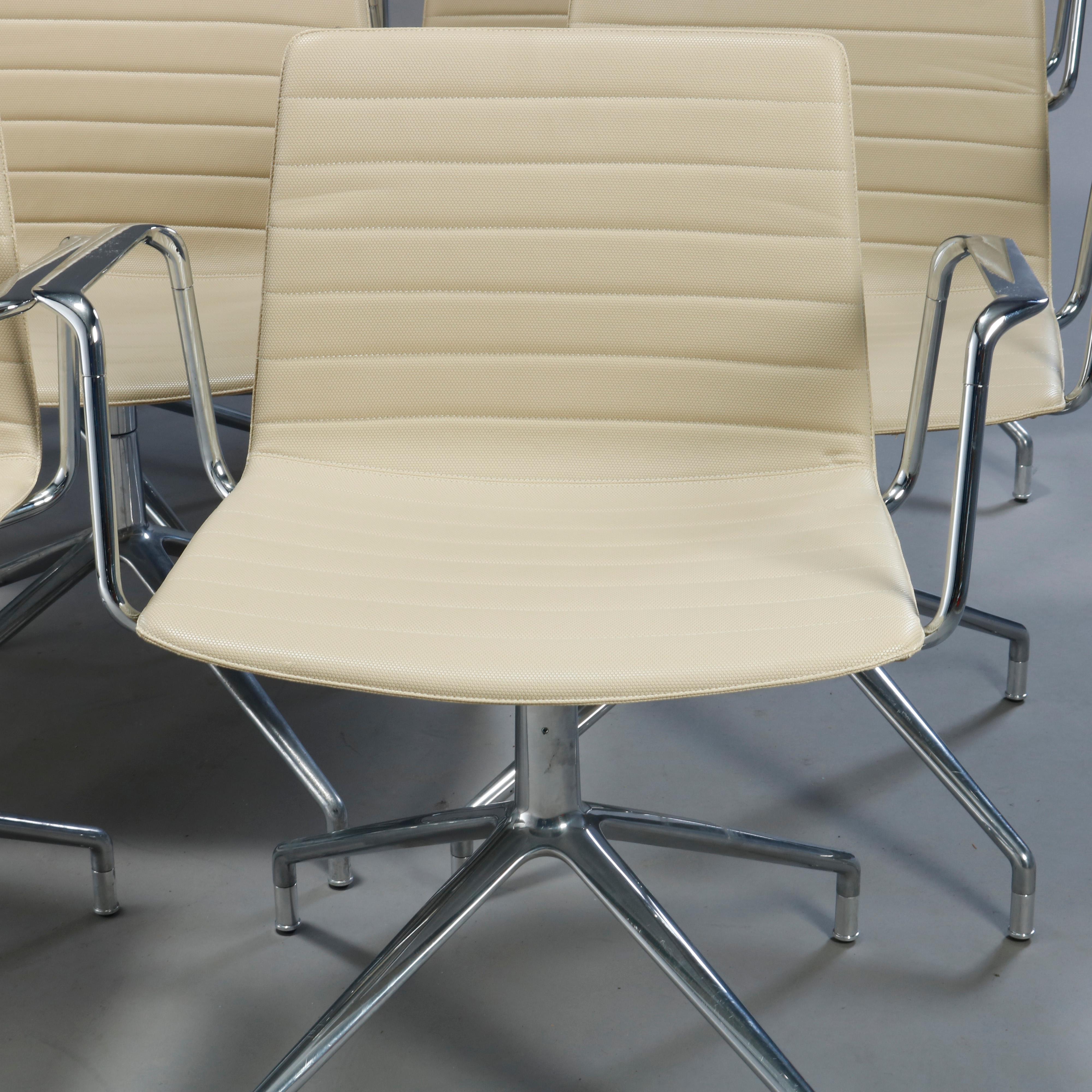 Cast 8 Mid-Century Modern Eames for Miller School Chrome Swivel Chairs by Cazzaniga