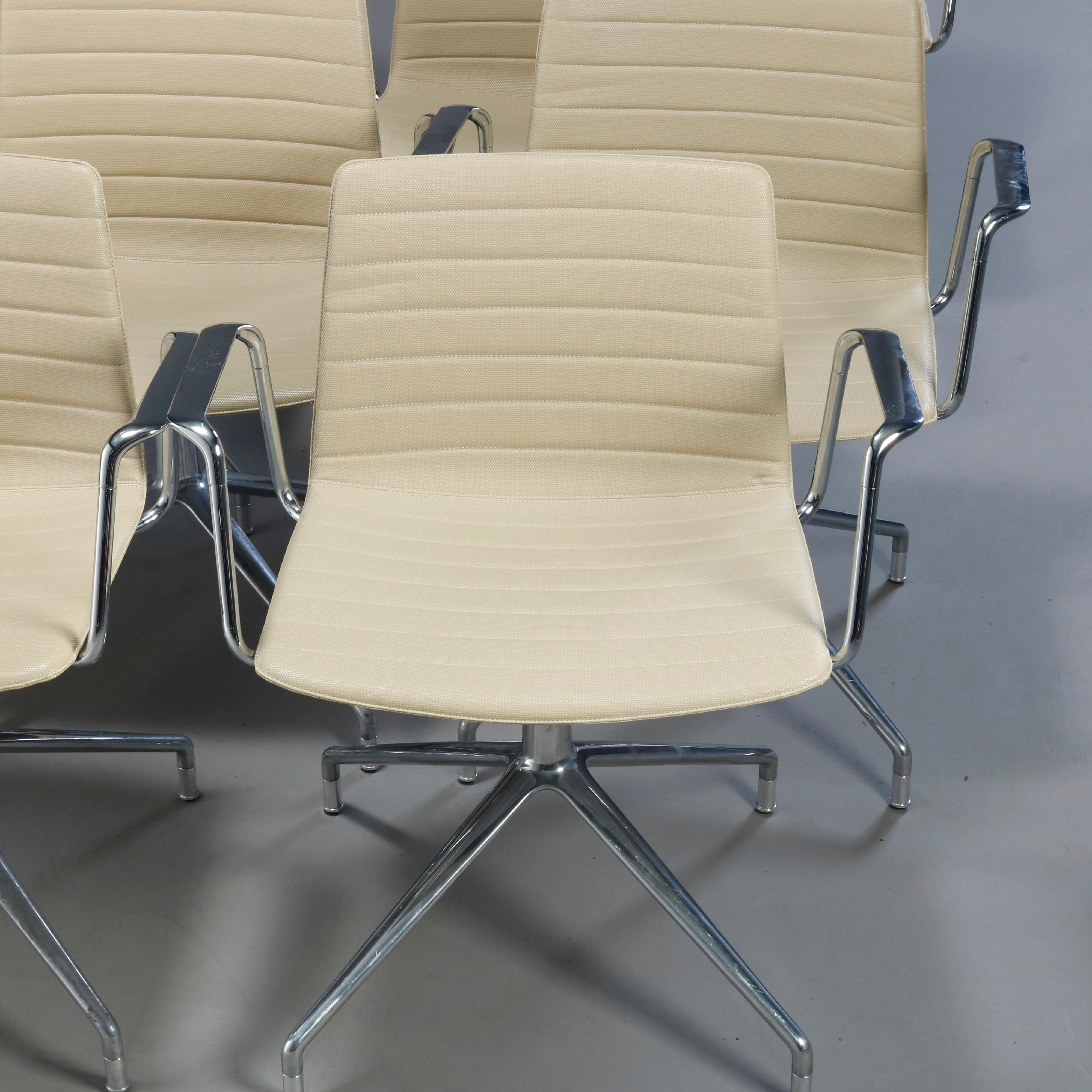 8 Mid-Century Modern Eames for Miller School Chrome Swivel Chairs by Cazzaniga In Good Condition In Big Flats, NY
