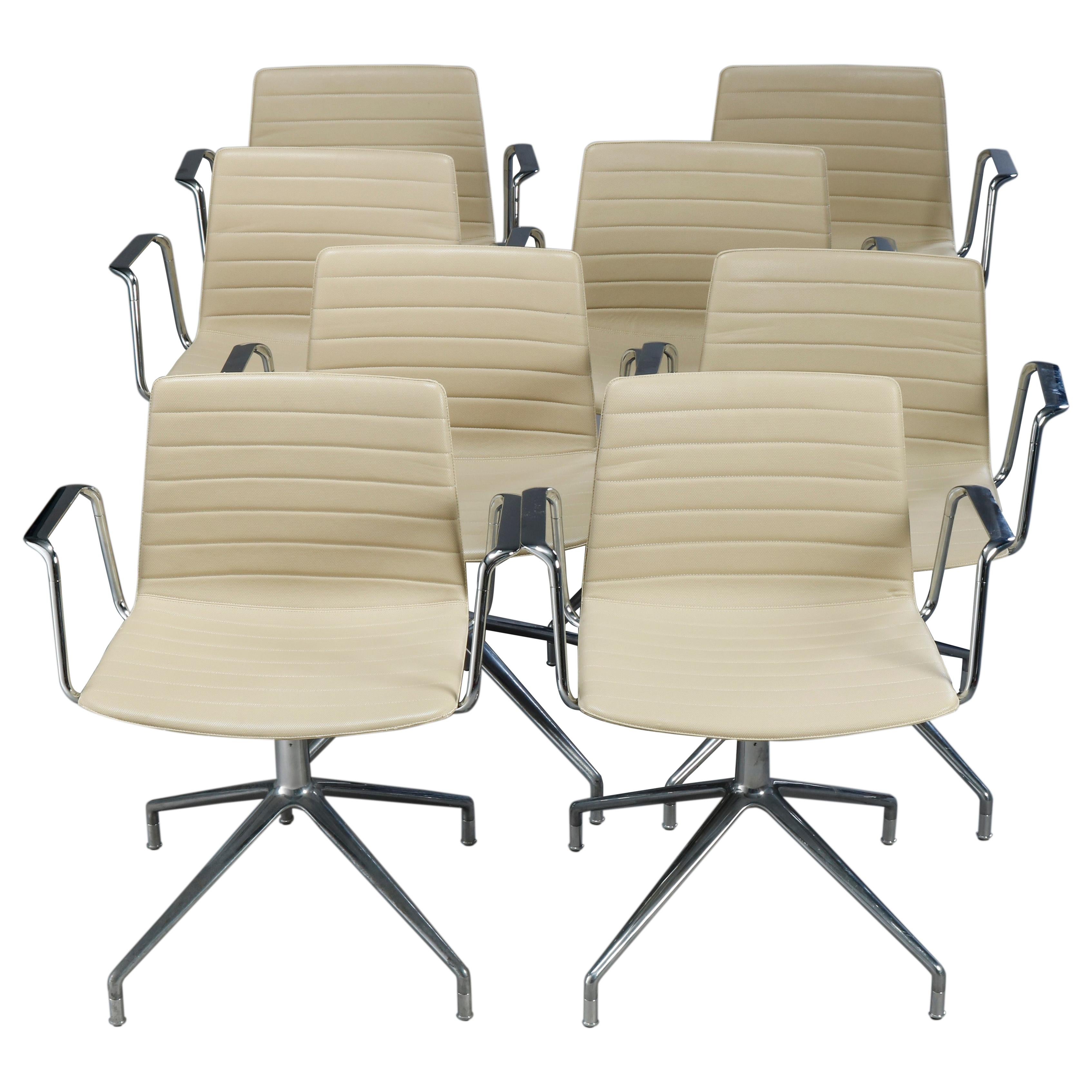 8 Mid-Century Modern Eames for Miller School Chrome Swivel Chairs by Cazzaniga