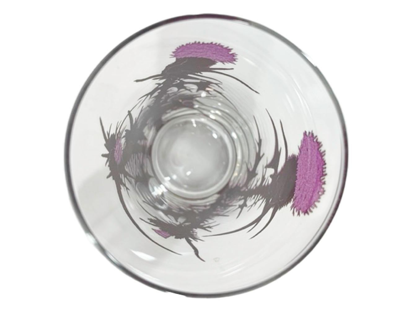 Mid-Century Modern 8 verres longs Gregory Duncan en émail violet et or 22 carats, de style moderne du milieu du siècle dernier en vente