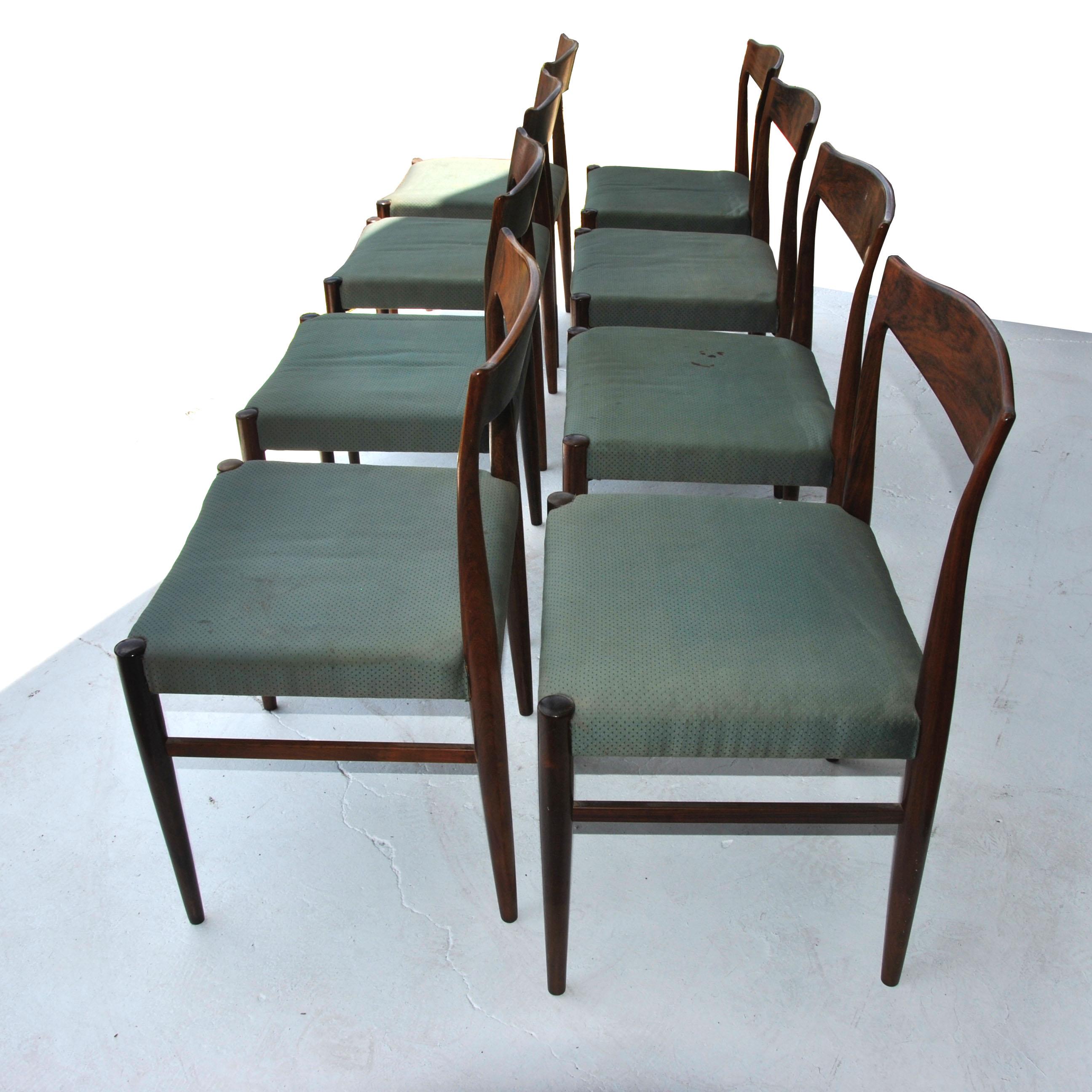 8 Midcentury Rosewood Dining Chairs by Erling Torvits for Sorø Stolefabrik 4