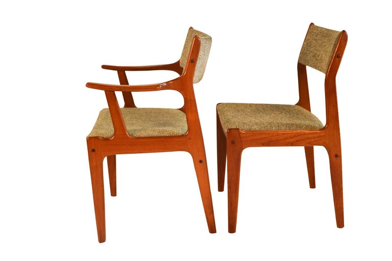8 Midcentury Scandinavia Woodworks Co. Teak Dining Chairs For Sale at