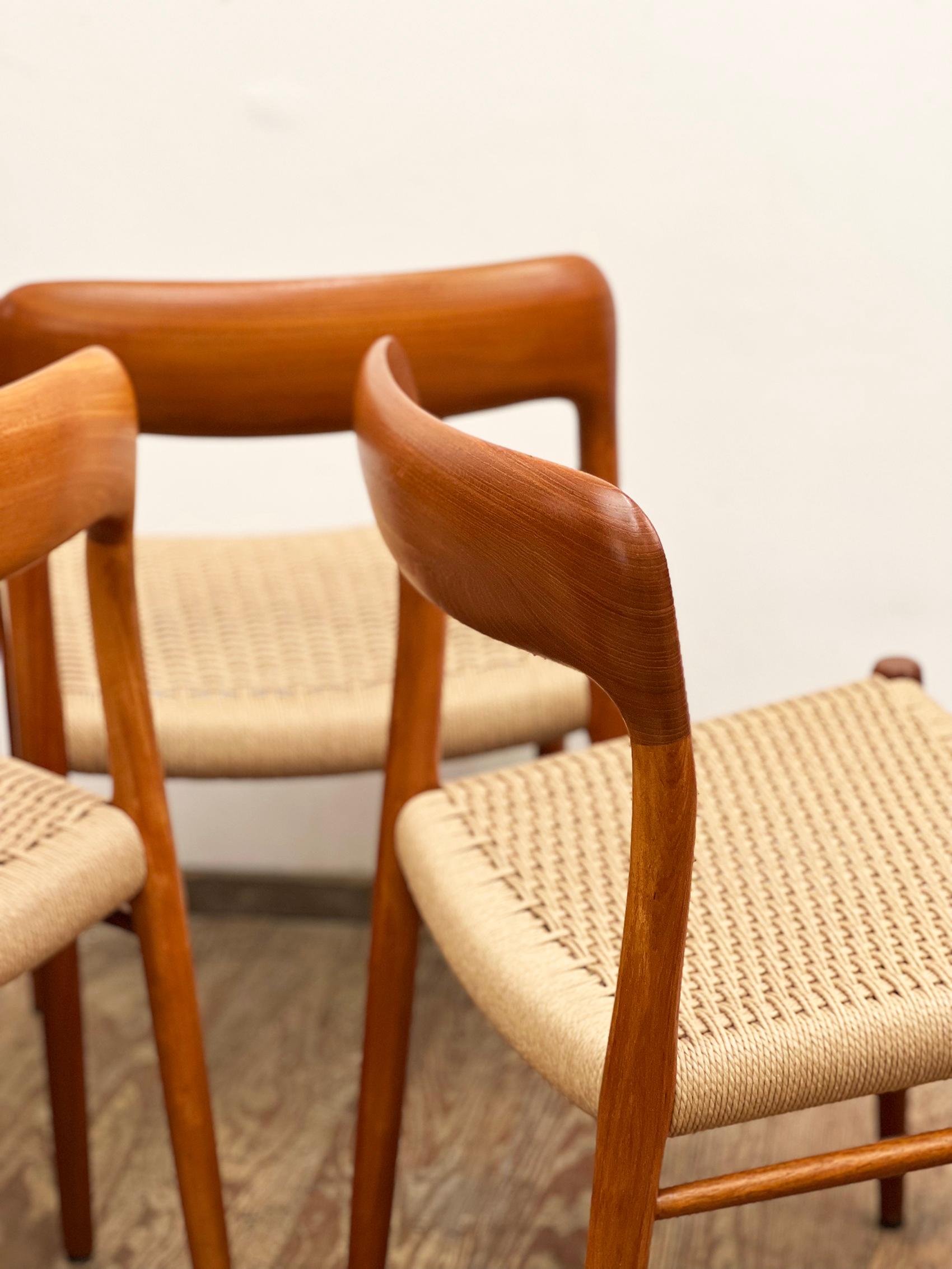 8 Mid-Century Teak Dining Chairs  No.56 & 75 by Niels O. Møller for J. L. Moller 8