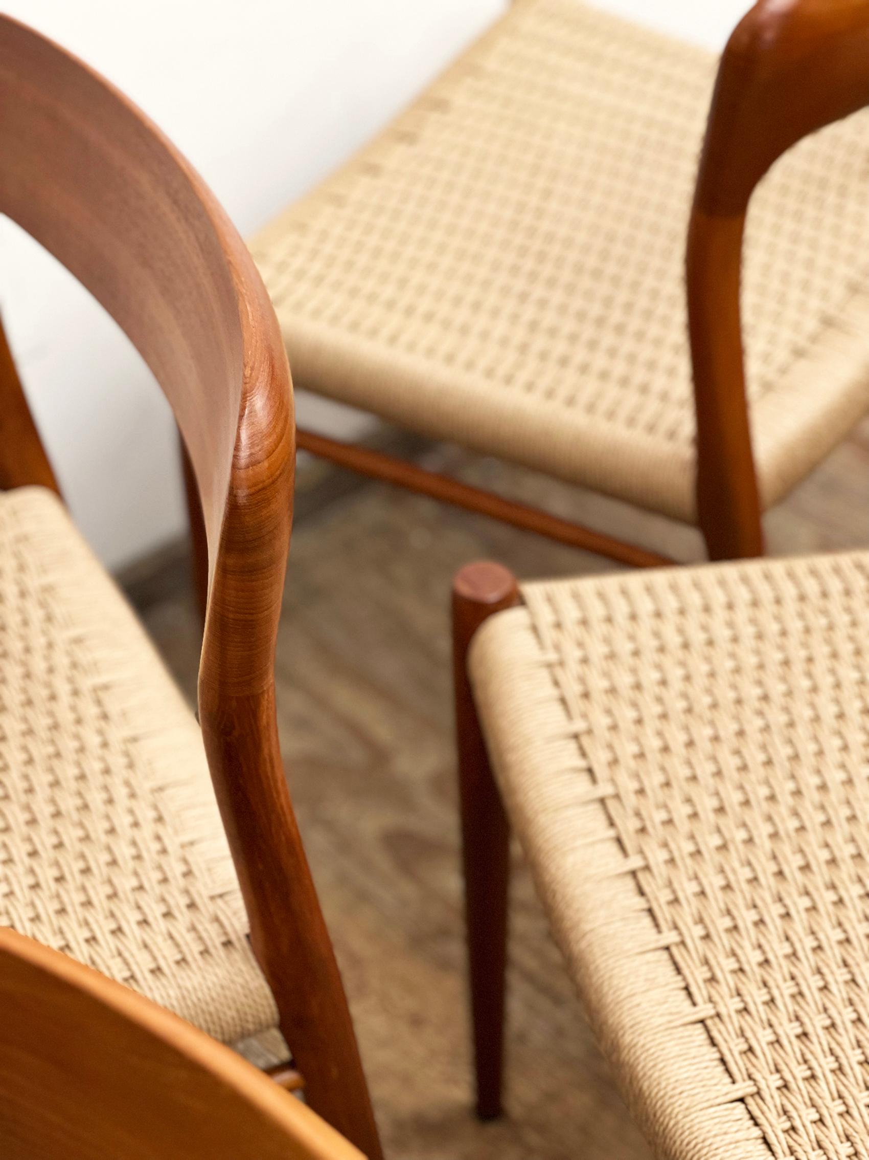 8 Mid-Century Teak Dining Chairs  No.56 & 75 by Niels O. Møller for J. L. Moller For Sale 10