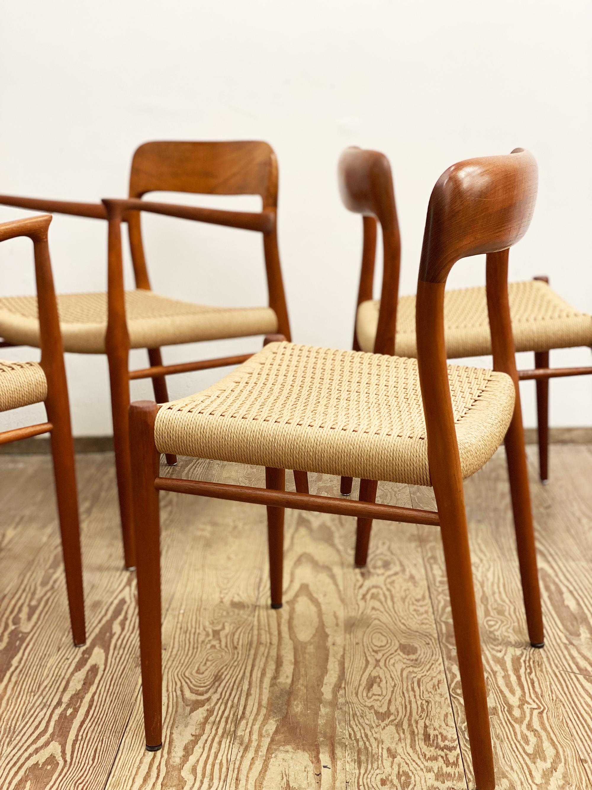 Mid-Century Modern 8 Mid-Century Teak Dining Chairs  No.56 & 75 by Niels O. Møller for J. L. Moller For Sale