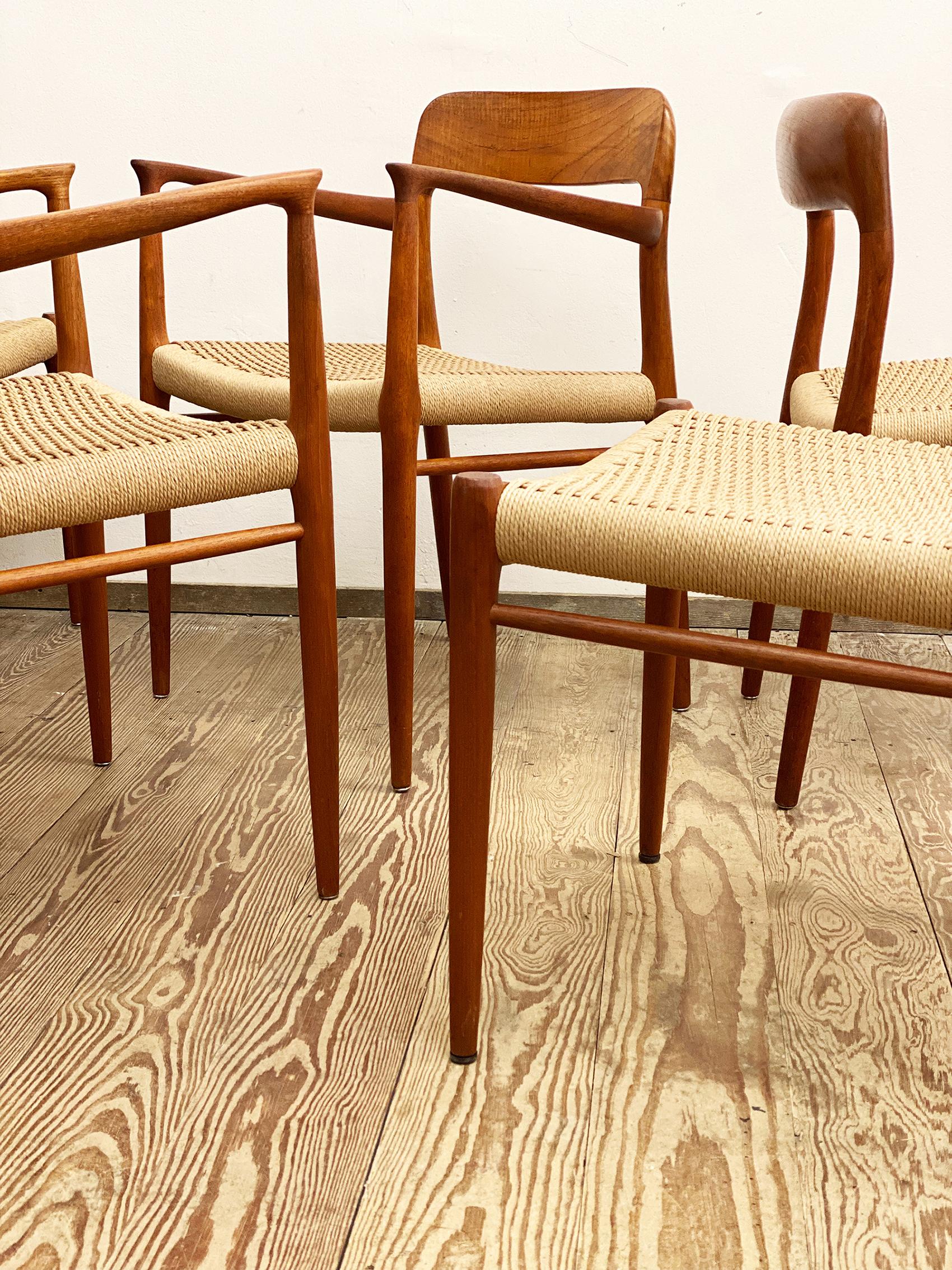 Danish 8 Mid-Century Teak Dining Chairs  No.56 & 75 by Niels O. Møller for J. L. Moller For Sale
