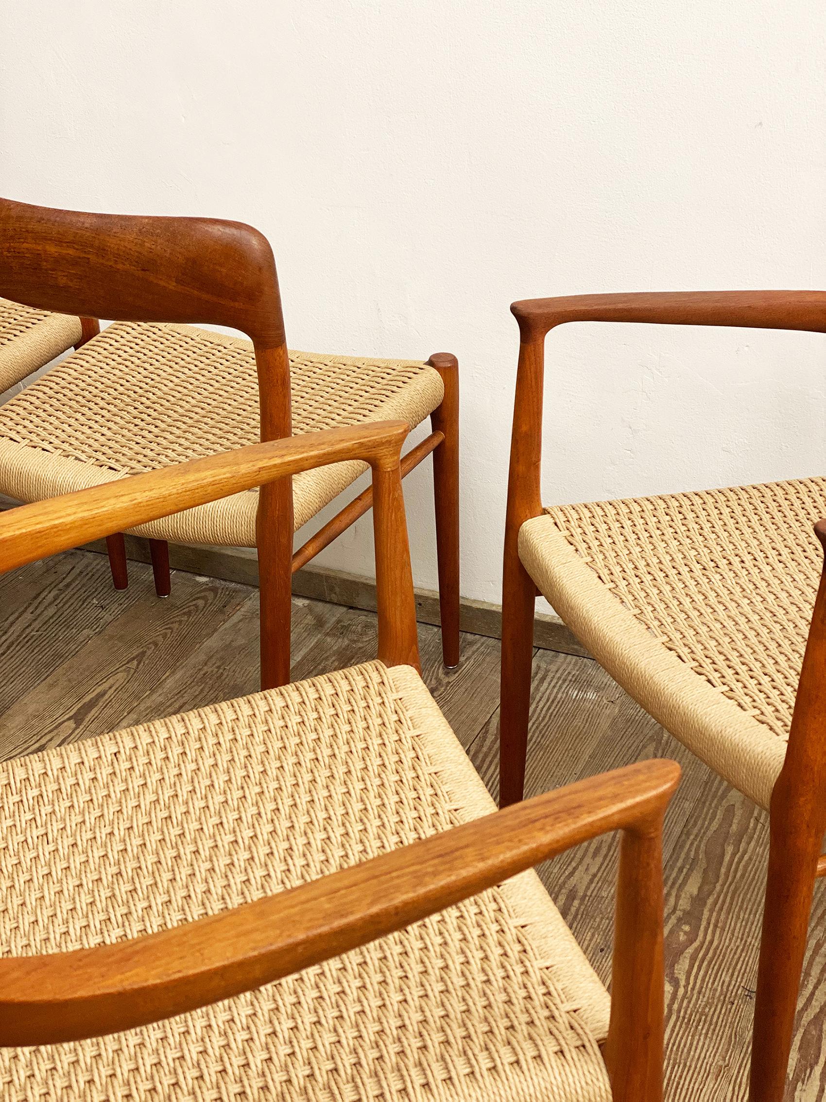 Mid-20th Century 8 Mid-Century Teak Dining Chairs  No.56 & 75 by Niels O. Møller for J. L. Moller For Sale