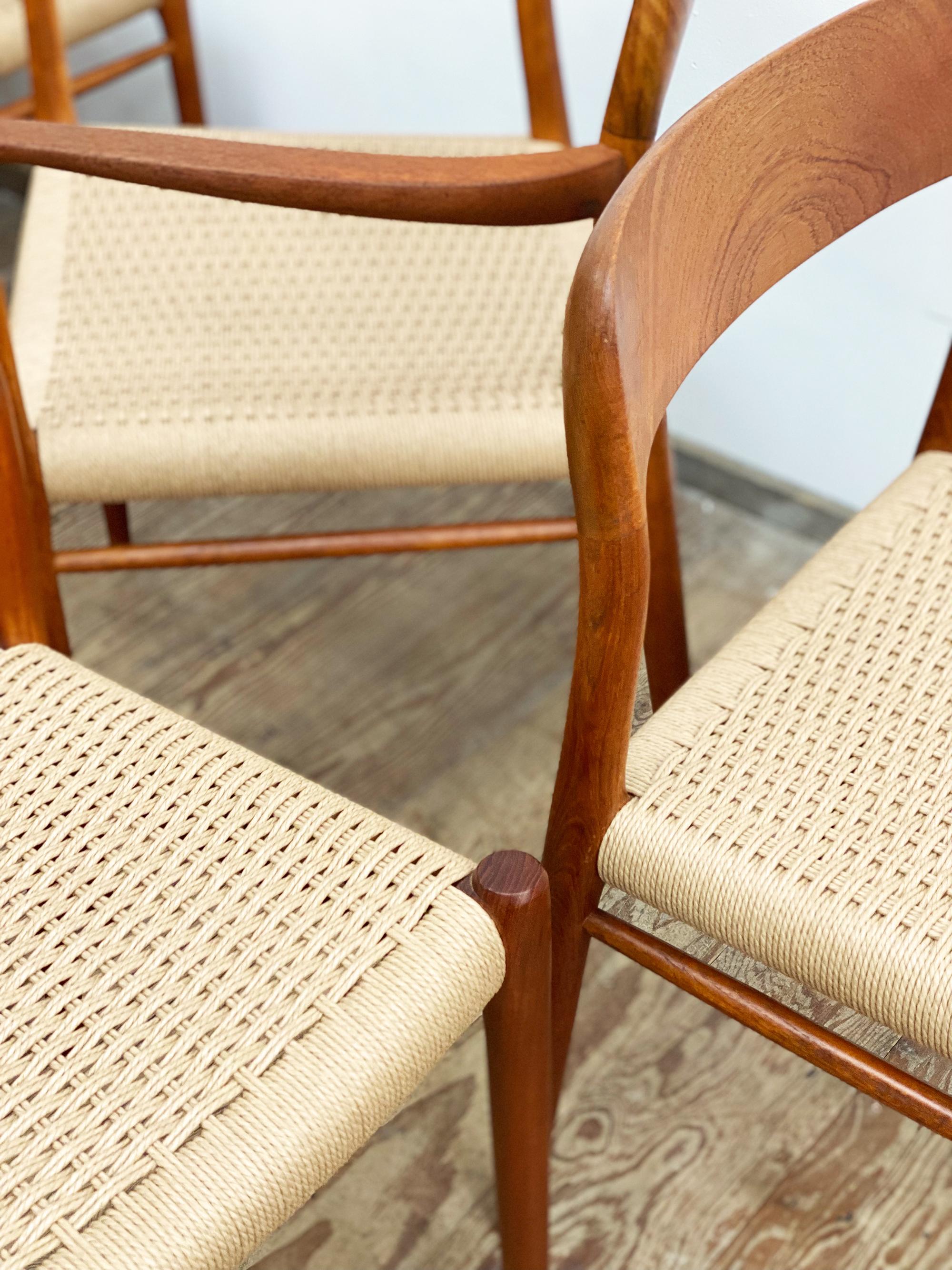 8 Mid-Century Teak Dining Chairs  No.56 & 75 by Niels O. Møller for J. L. Moller For Sale 1
