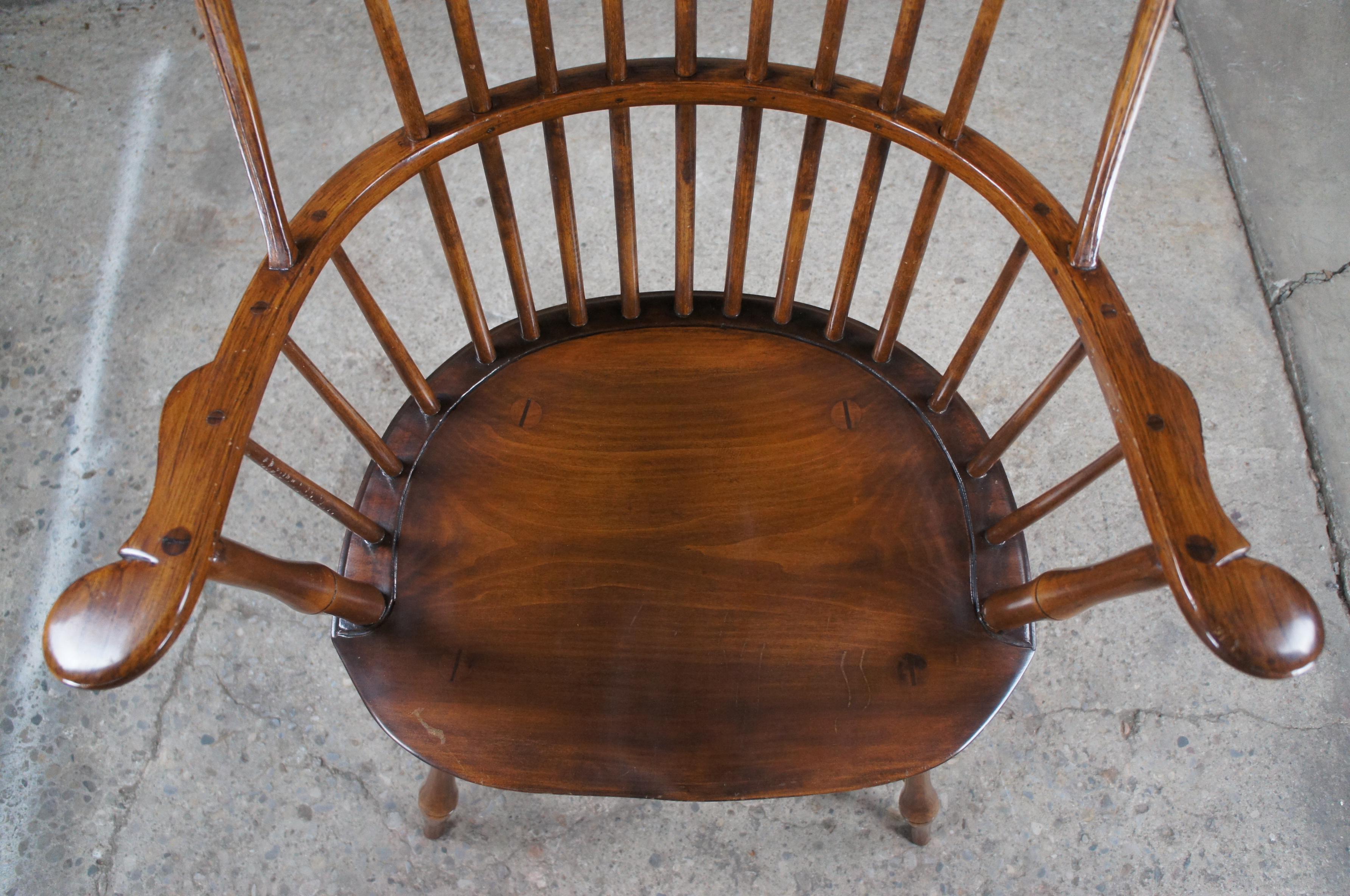 8 Mid Century Windsor Farmhouse Walnut Bow Sack Back Dining Arm & Side Chairs 7