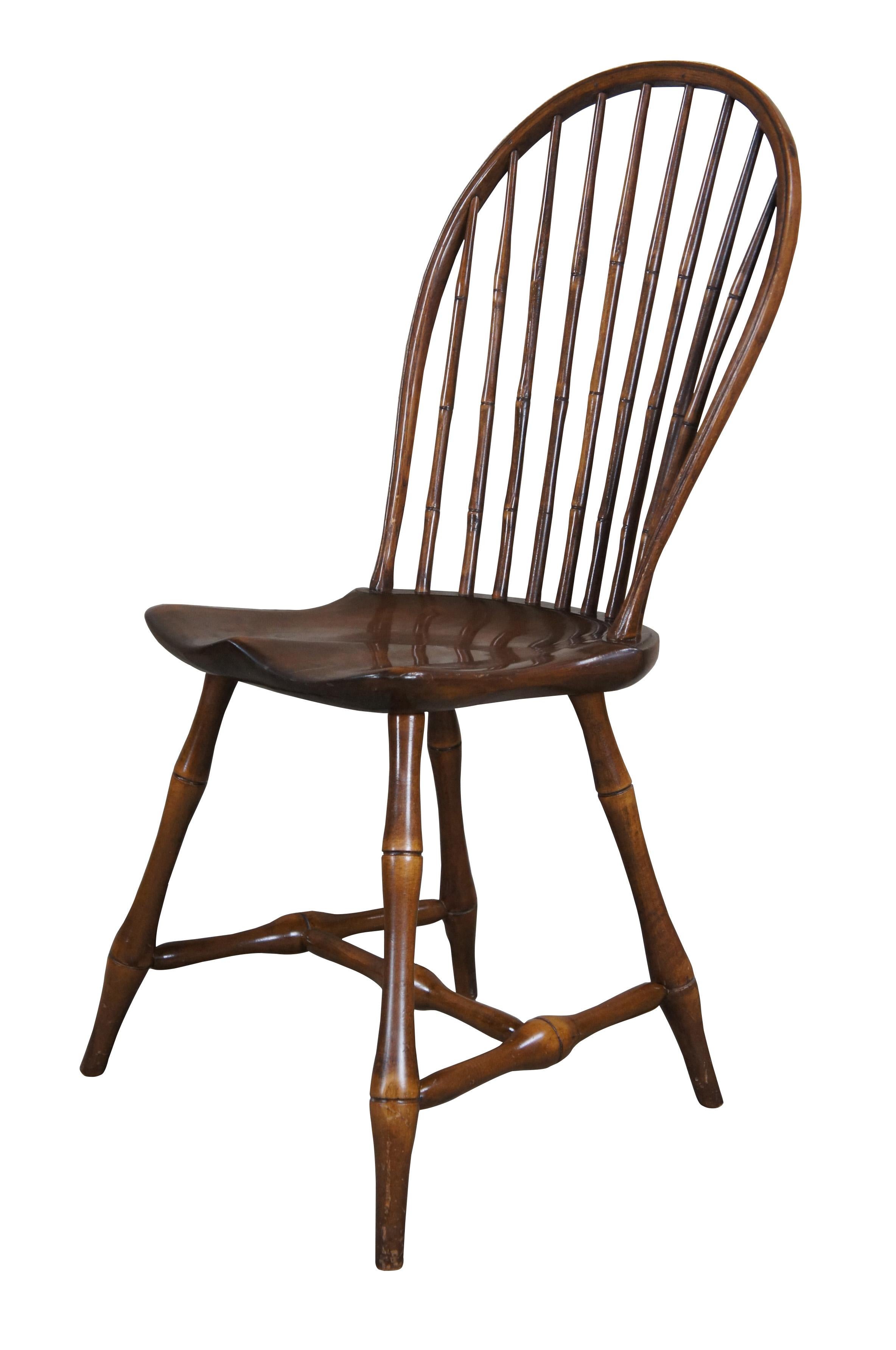 Federal 8 Mid Century Windsor Farmhouse Walnut Bow Sack Back Dining Arm & Side Chairs