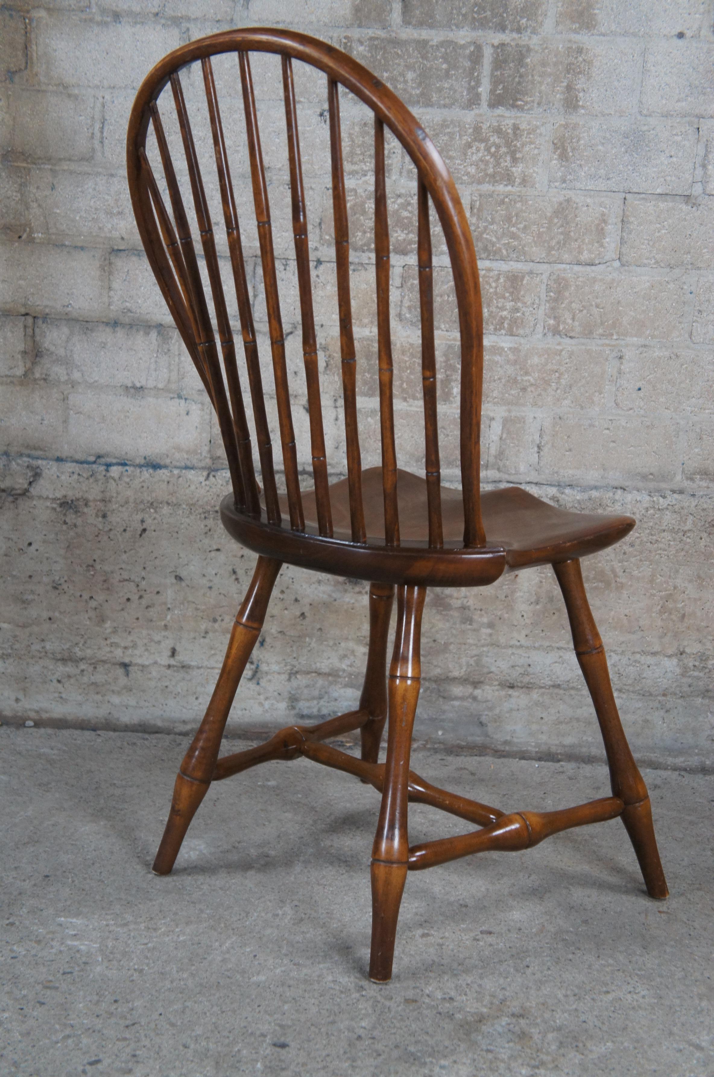 8 Mid Century Windsor Farmhouse Walnut Bow Sack Back Dining Arm & Side Chairs 1