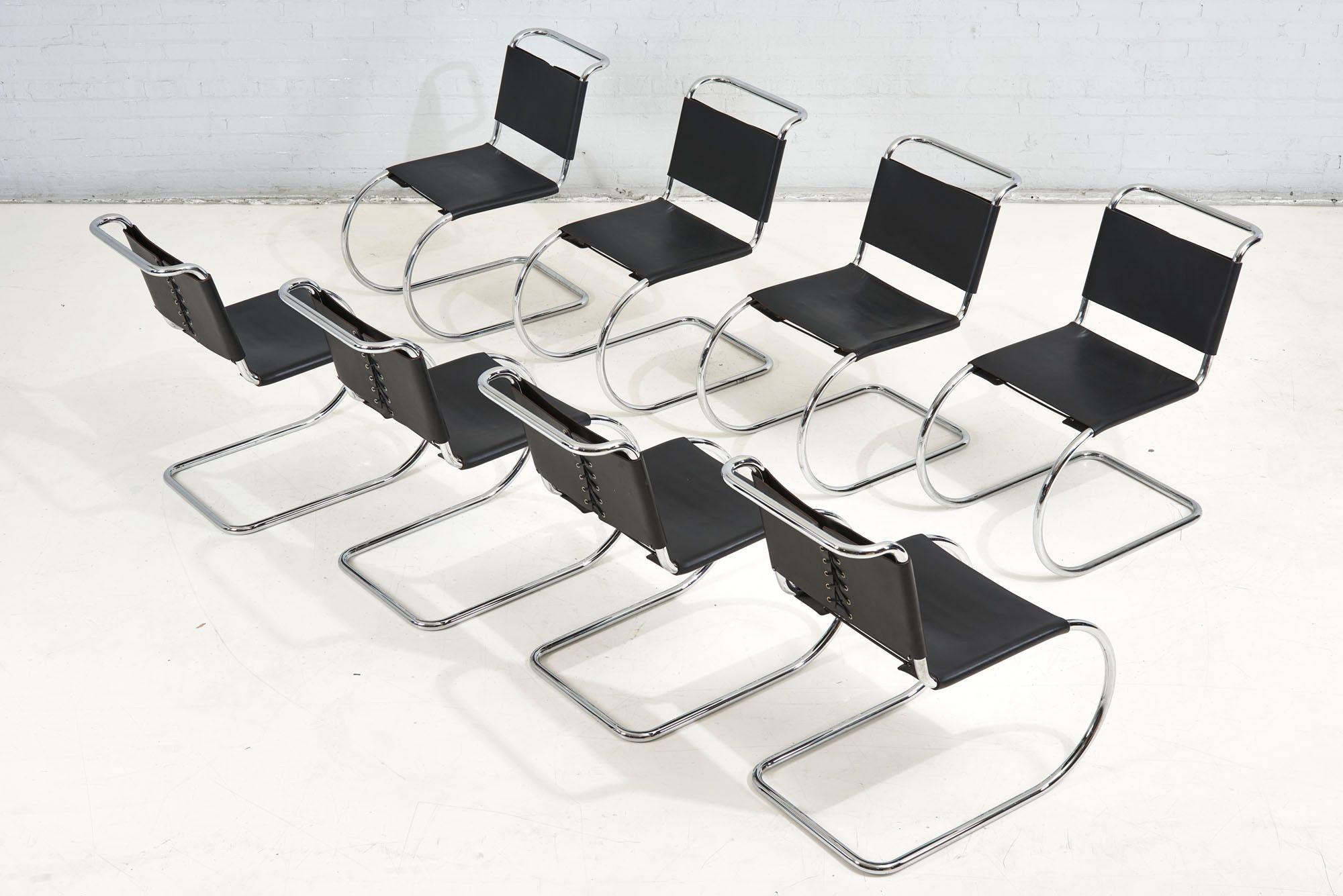 8 Mies Van Der Rohe Leather MR10 Chairs for Knoll, 1970 5