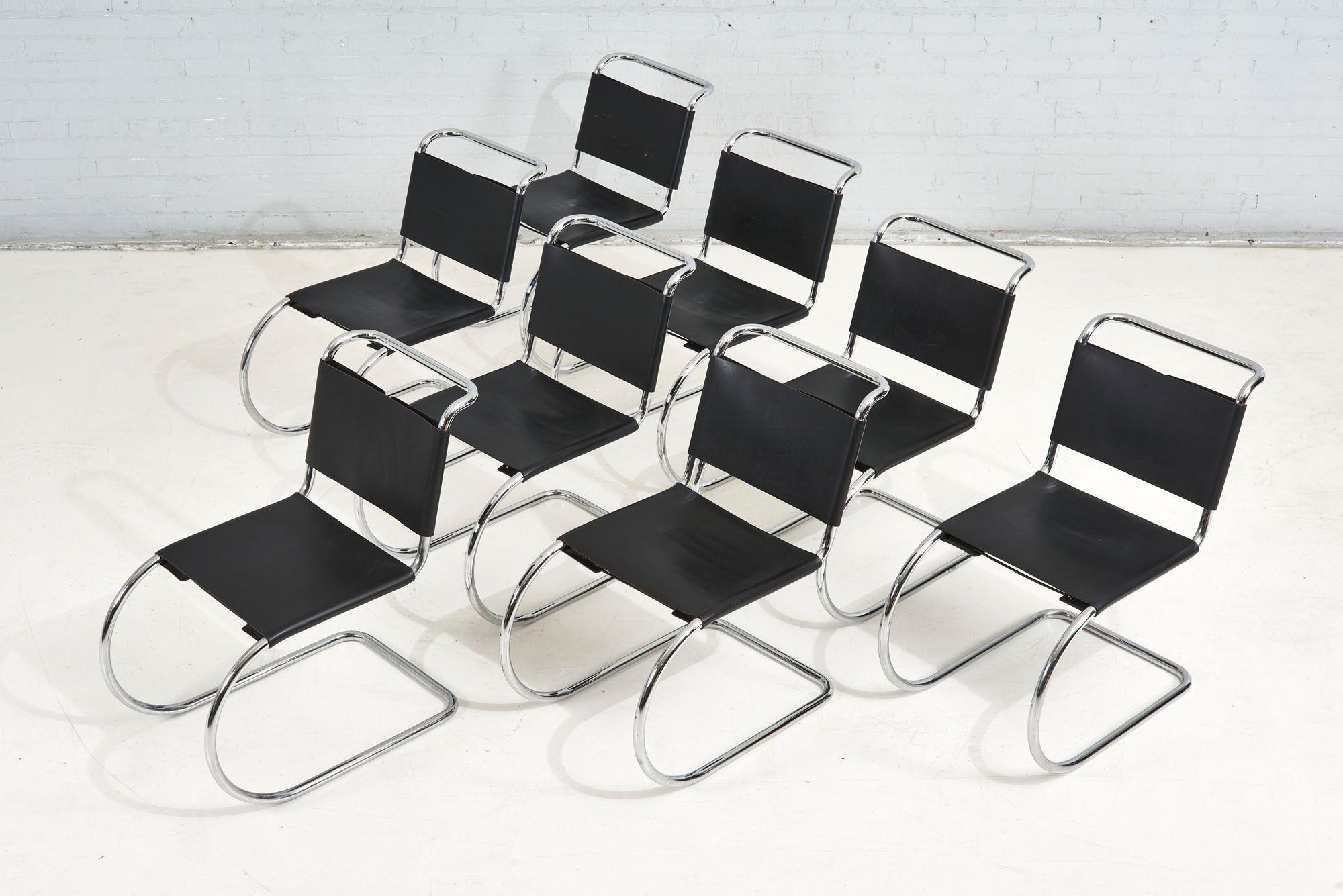 American 8 Mies Van Der Rohe Leather MR10 Chairs for Knoll, 1970
