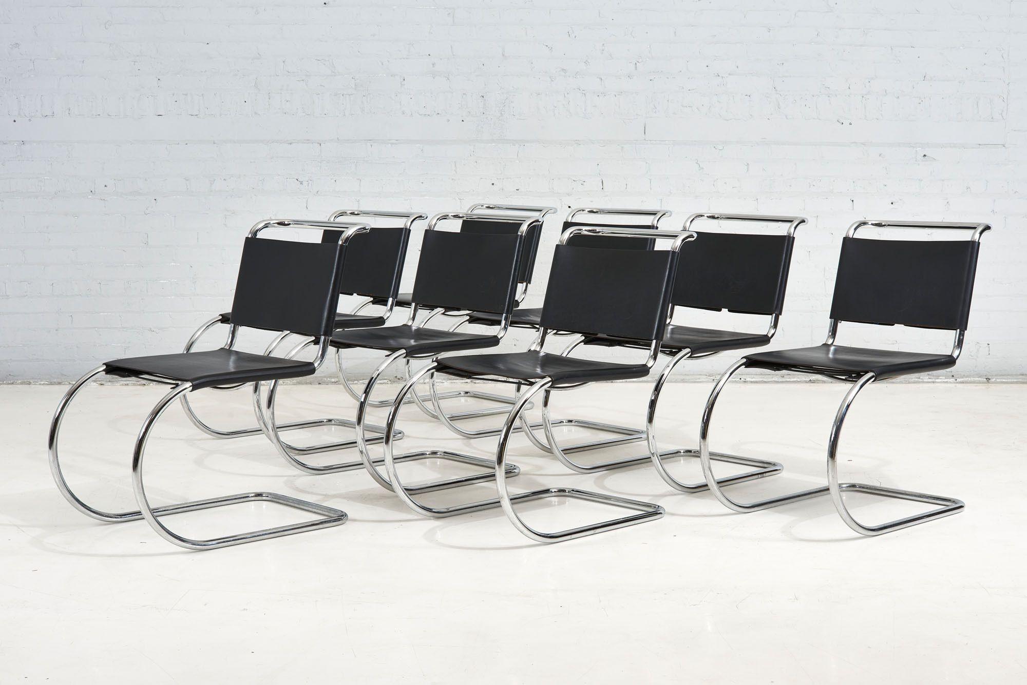 8 Mies Van Der Rohe Leather MR10 Chairs for Knoll, 1970 In Good Condition In Chicago, IL