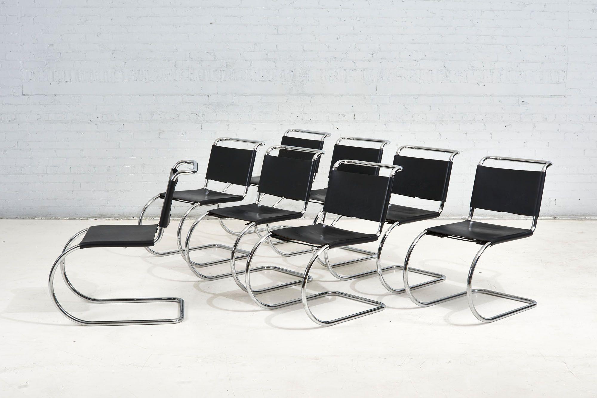 8 Mies Van Der Rohe Leather MR10 Chairs for Knoll, 1970 2