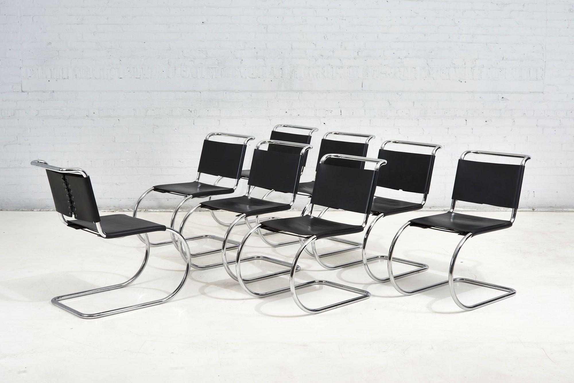 8 Mies Van Der Rohe Leather MR10 Chairs for Knoll, 1970 3