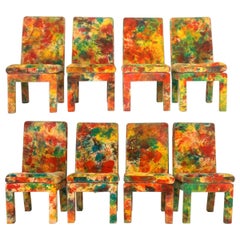 8 Milo Baughman for Thayer Coggin with Jack Leonor Larsen Tie Die Velvet Chairs