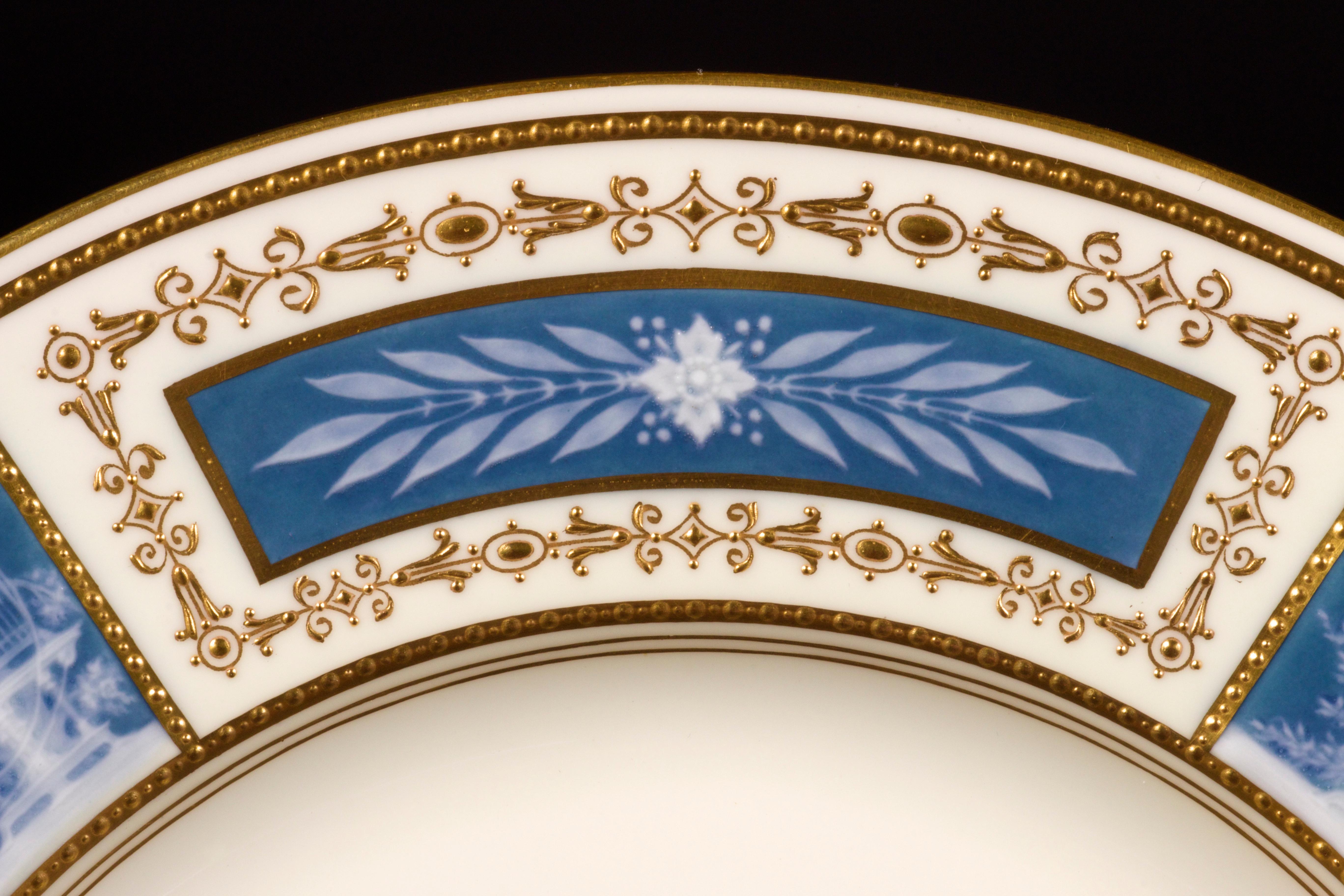 8 Minton Pate-sur-pate Blue Plates for Tiffany, by Artist Albion Birks 2