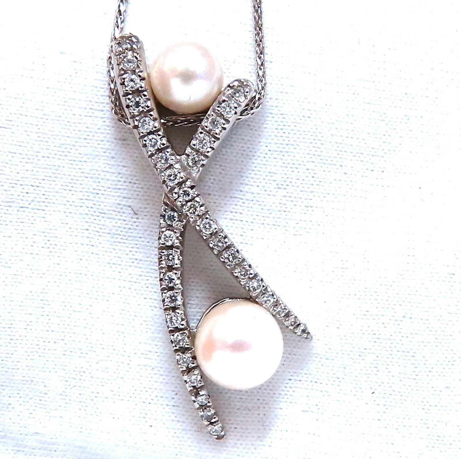 South Sea Pearls Diamonds x Necklace 14 Karat White Gold In New Condition For Sale In New York, NY