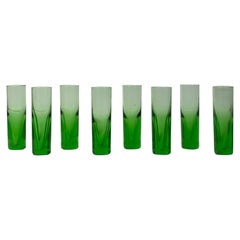 8 Modernist Highball Drinking Glasses 1970s