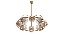 8 Module Brown Ombre Umbrella Candy Chandelier with Hand-blown Glass and Brass