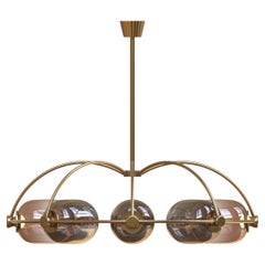 8 Module Brown Ombre Umbrella Candy Chandelier with Hand-blown Glass and Brass