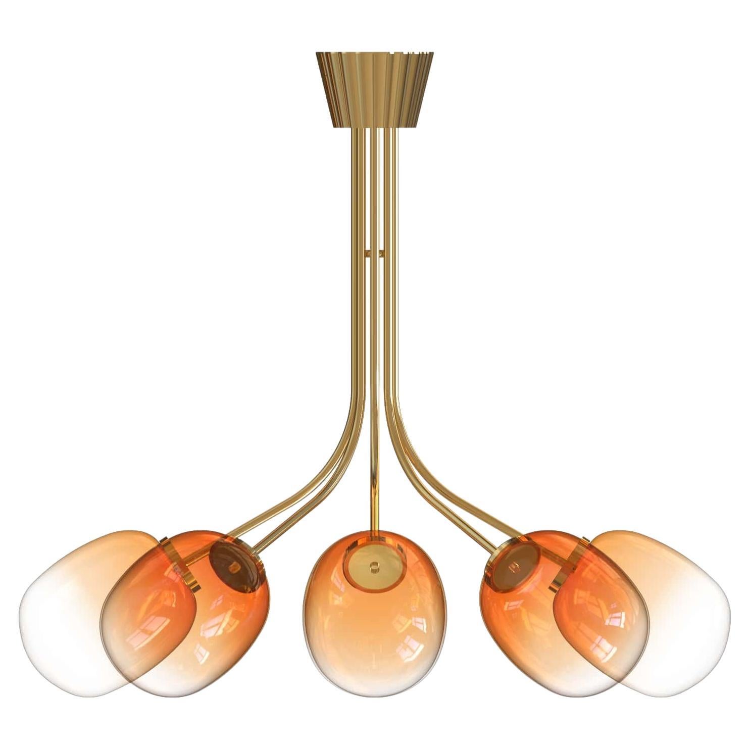 8 Module Candy Chandelier with Hand-blown Glass and Brass
