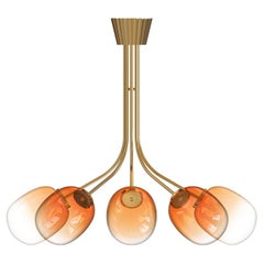 8 Module Candy Chandelier with Hand-blown Glass and Brass