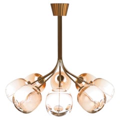 8 Module Candy Chandelier with Hand-blown Glass and Brass