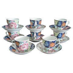 8 Mottahedeh “Tobacco Leaf” Flat Cup & Saucer Sets