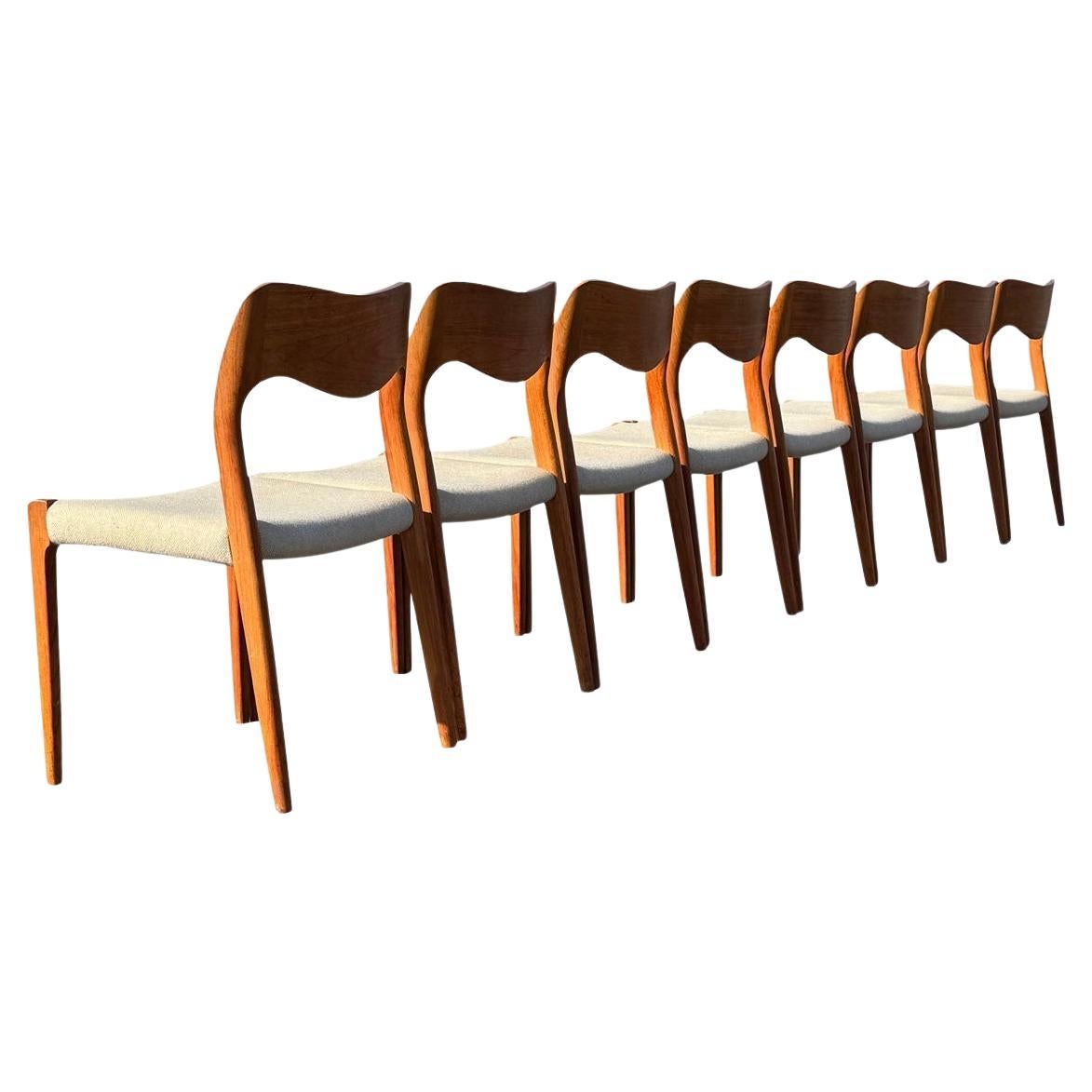 8 Niels Otto Møller Teak Dining Chairs 1960s For Sale
