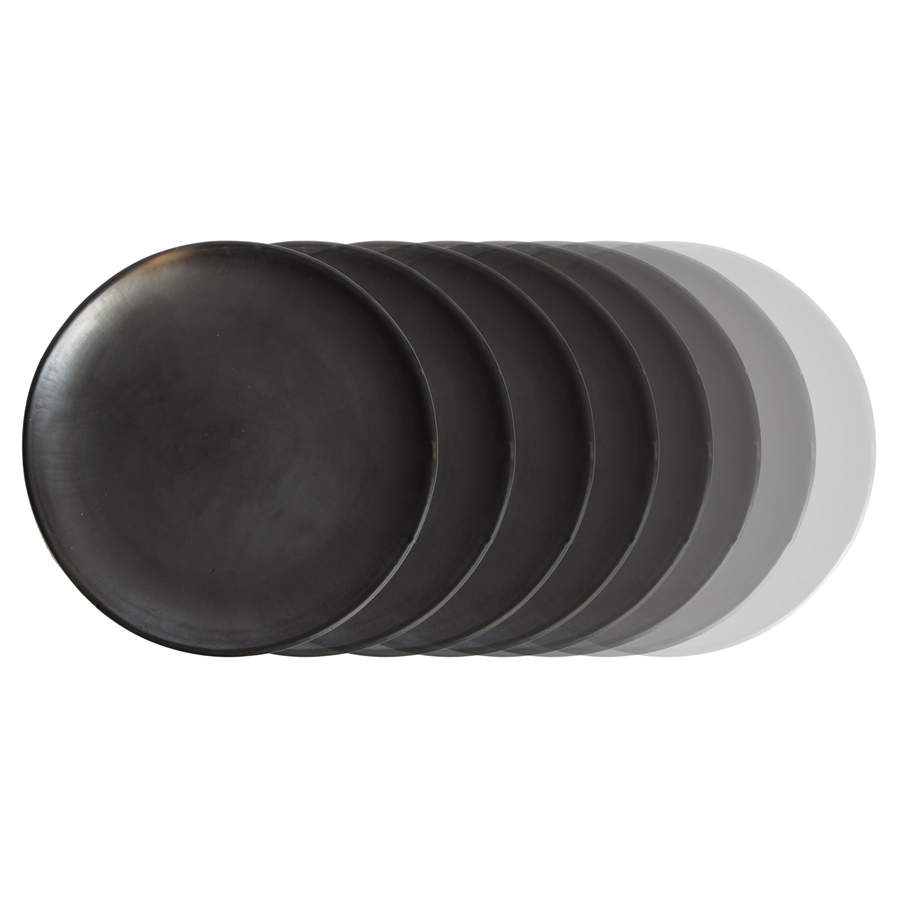 8 Oaxakanische Dessertteller aus schwarzer Ton, 20cm, handgefertigtes Tafelgeschirr Barro Oaxaca