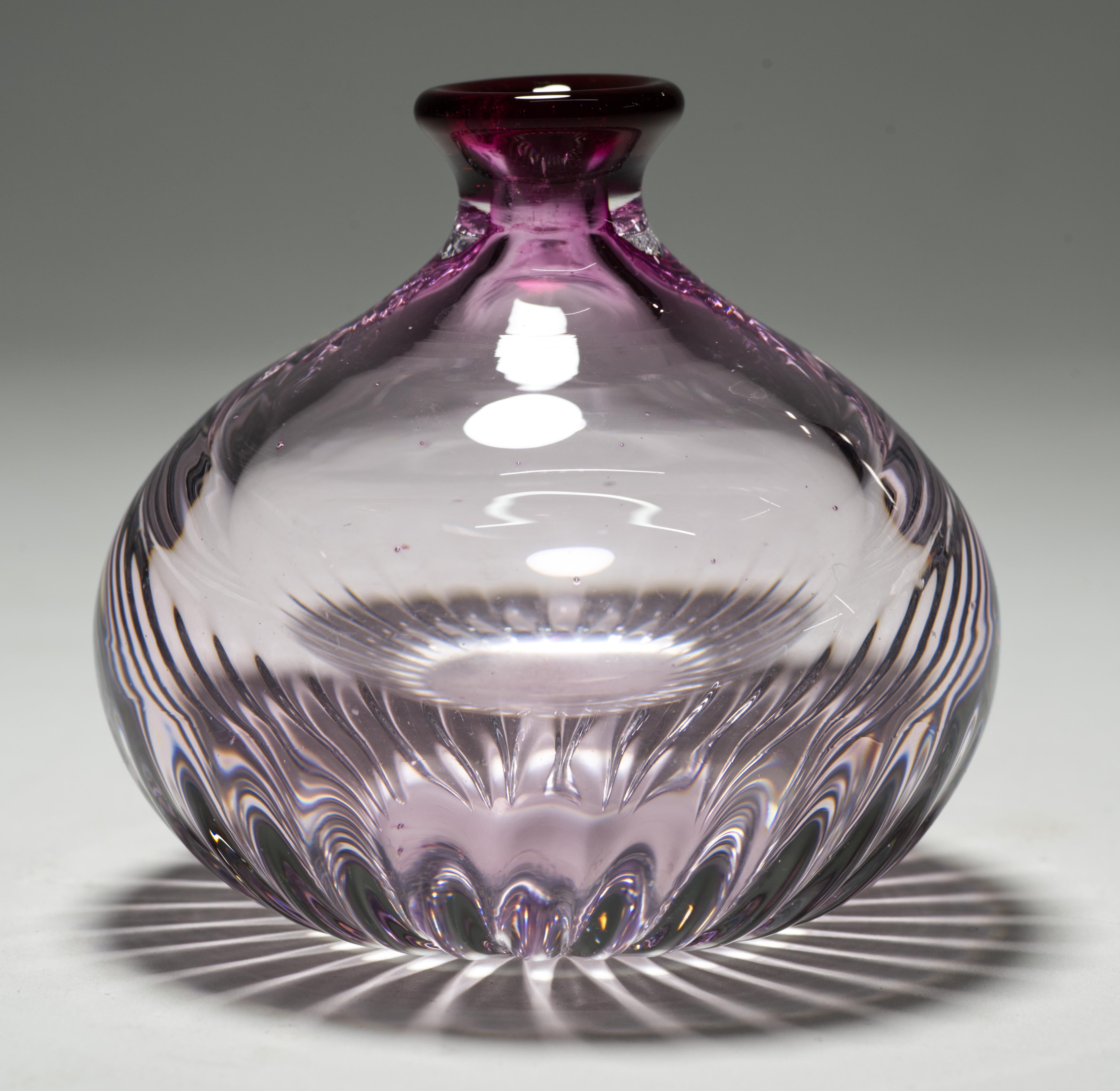 Swedish Eva Englund for Orrefors Pink Sommerso Bud Vase, Scandinavian Modern