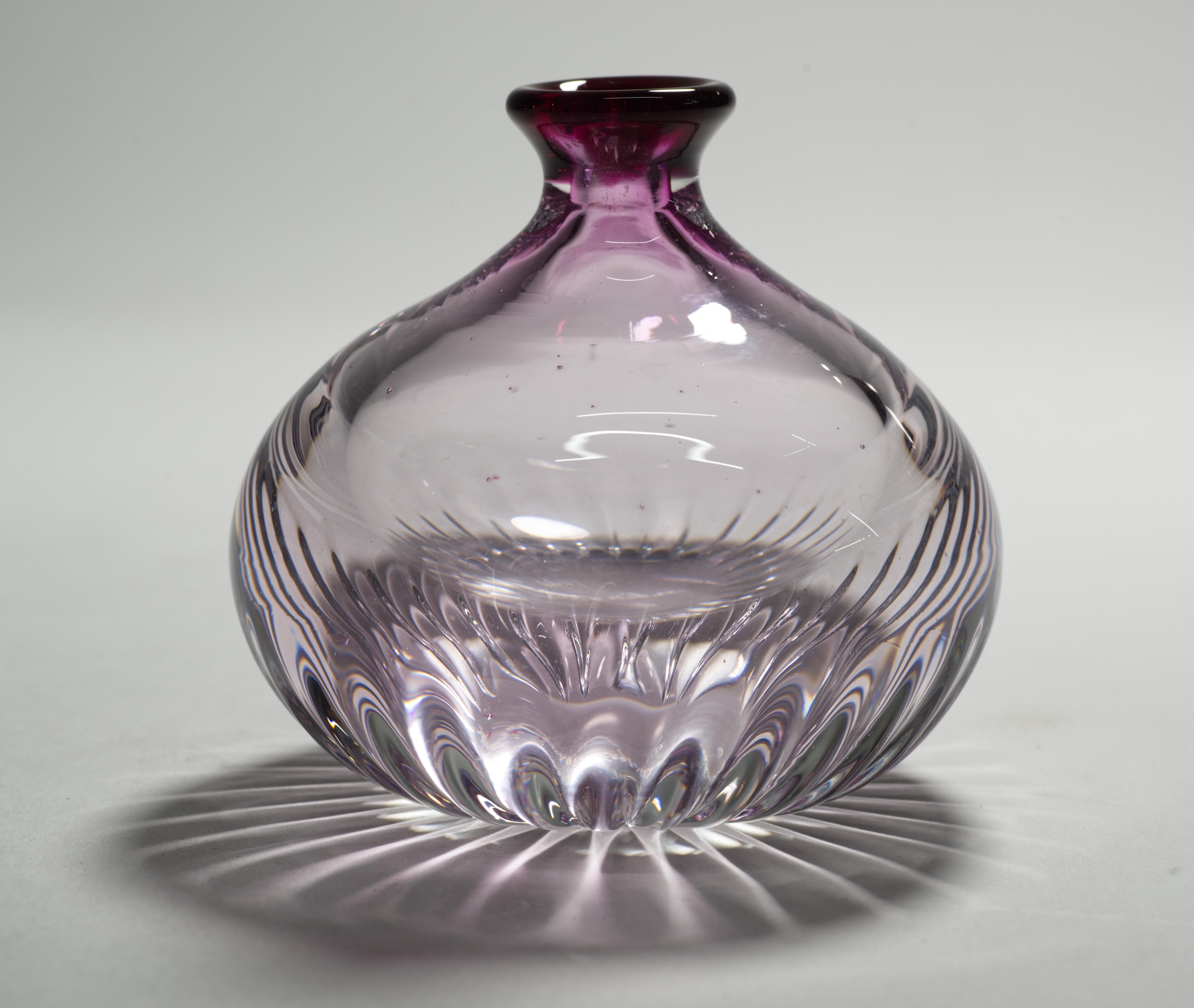 Glass Eva Englund for Orrefors Pink Sommerso Bud Vase, Scandinavian Modern
