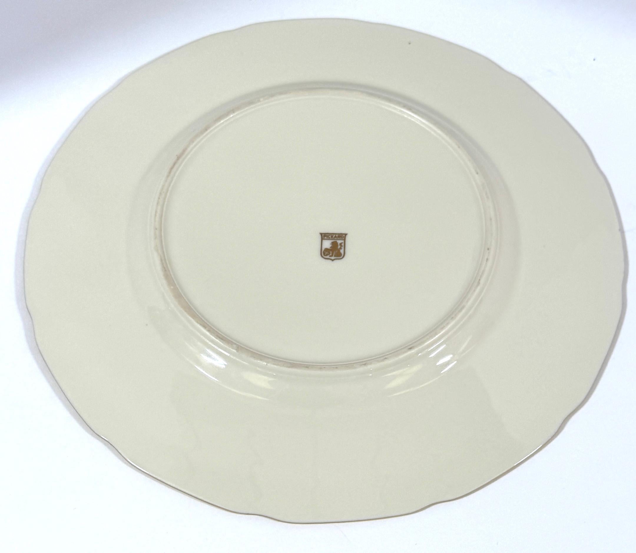 8 Orchid Conservatory Service Plates Painted and Signed E. Challinor for Pickard For Sale 11