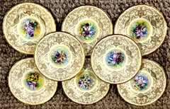 8 Orchid Conservatory Service Plates Painted and Signed E. Challinor for Pickard